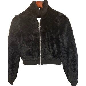 Boundaries Junior Girls Size Sm Faux Fur Crop Jacket W/Lining 90’s Vibe Whimsygo